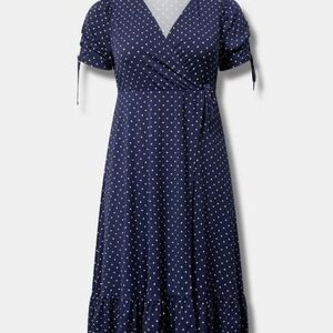 NWT Torrid Navy Polka Dot Midi Dres, Size 1X
